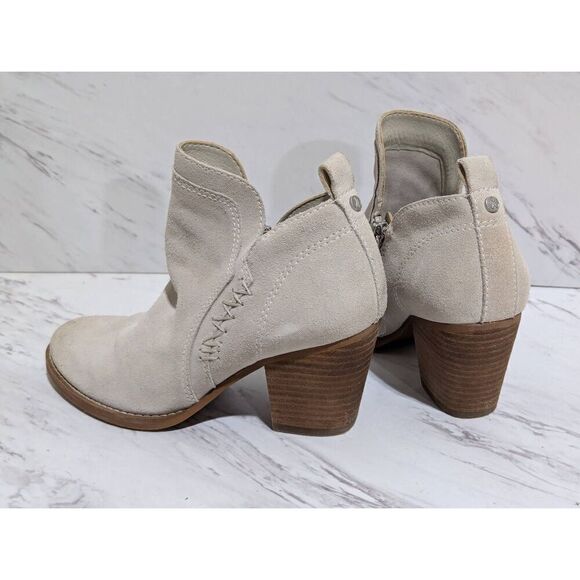 Sam Edelman Women's Beige Suede Almond Toe Zip Closure Heeled Bootie Size 6 - Picture 11 of 12